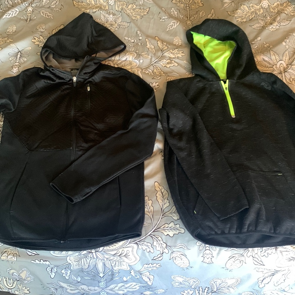 2 boys black jackets. Lightweight and in good used condition.